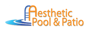 A logo for an Aesthetic Pool & Patio Renovations