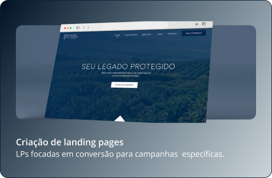 Uma tela de computador com uma landing page que diz seu legado protegido