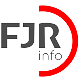 Um logotipo para informações da FJR com um círculo vermelho ao redor.