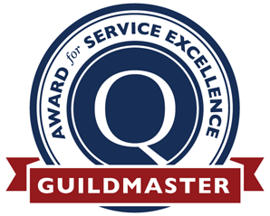 A logo for guildmaster award for service excellence