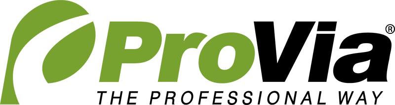 The provia logo is green and black and says the professional way.