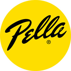 A yellow circle with the word pella on it