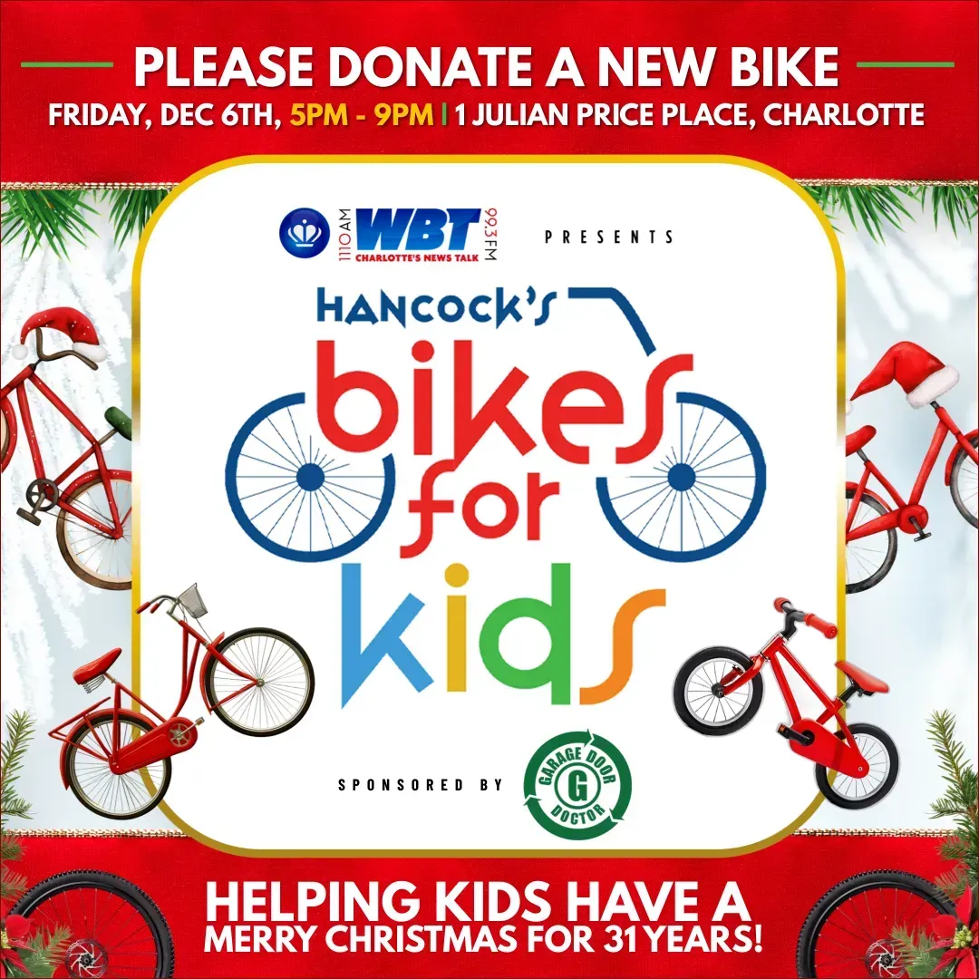 Flyer: Donate new bikes to Hancock's Bikes for Kids in Charlotte, NC, Dec 6th, 5-9PM. Sponsored by the small business group.