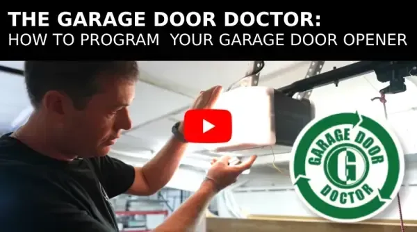 Man programming a garage door opener, title reads 
