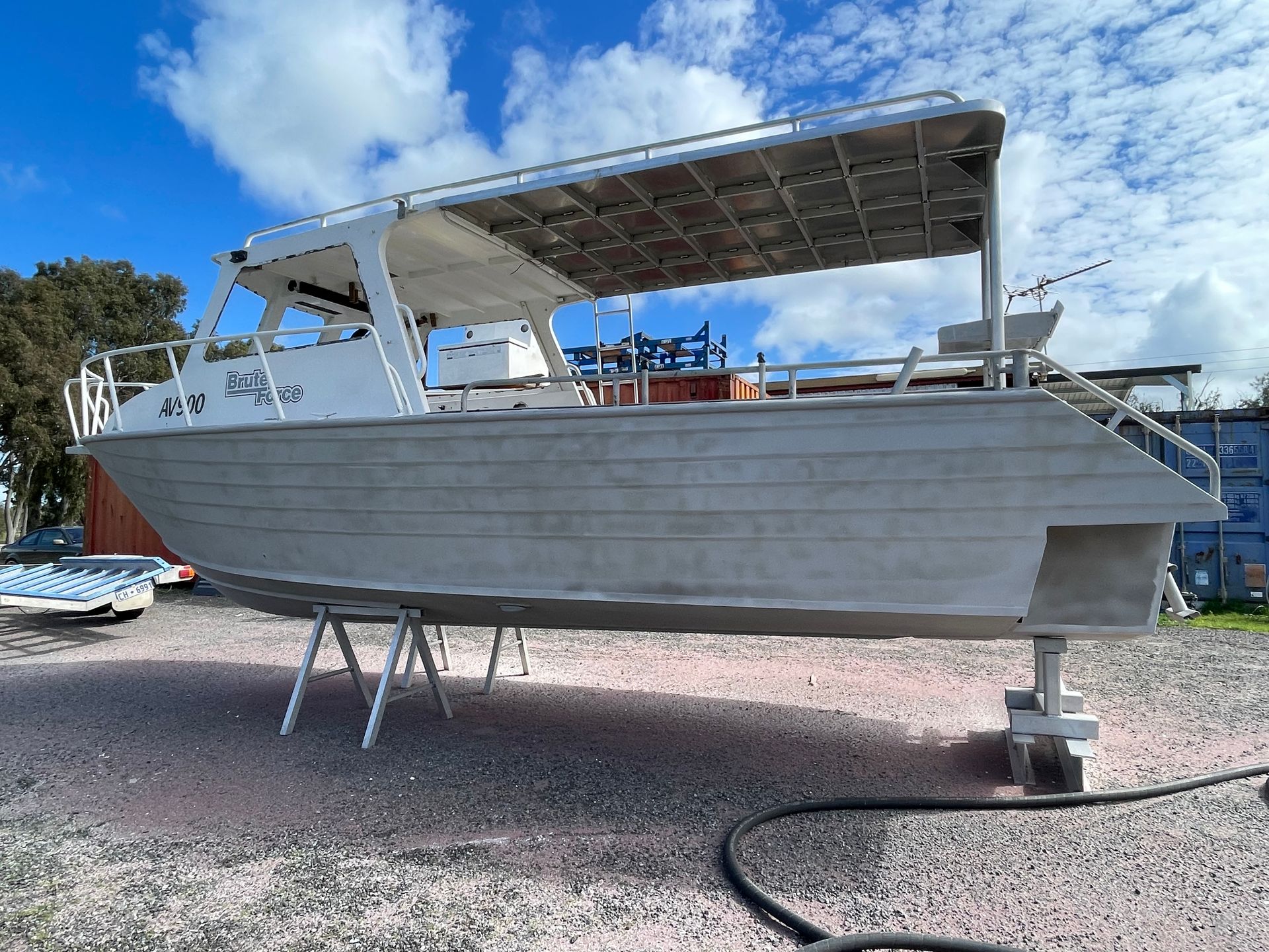 A boat on stand.