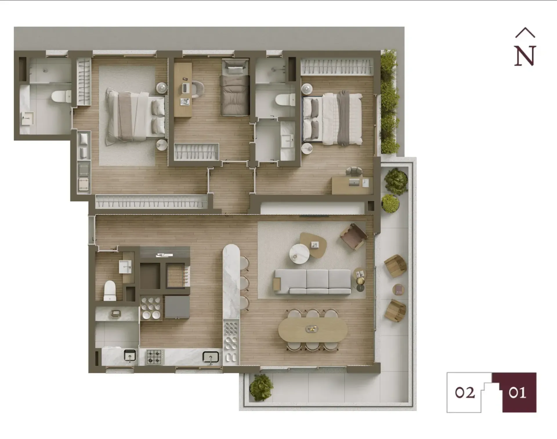 Uma planta baixa de uma casa com varanda