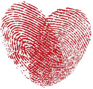 image of heart finger print