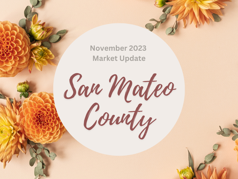 A poster for the november 2023 market update for san mateo county