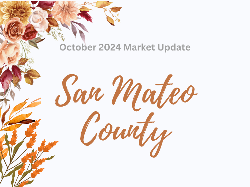 A logo for san mateo county with flowers and leaves on a white background.