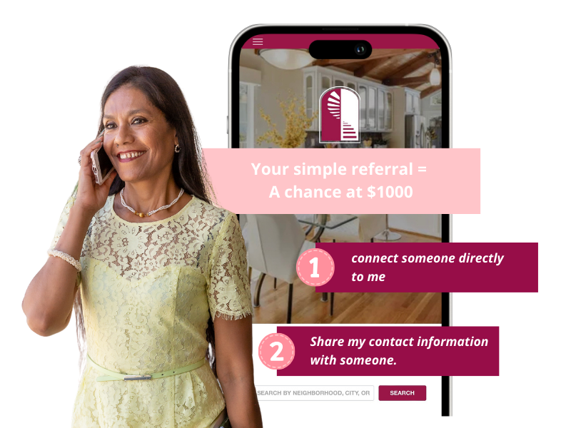 A woman is talking on a cell phone next to a cell phone.