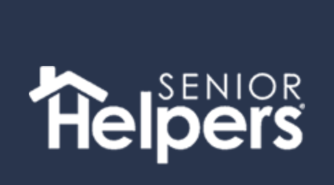 A logo for senior helpers on a blue background
