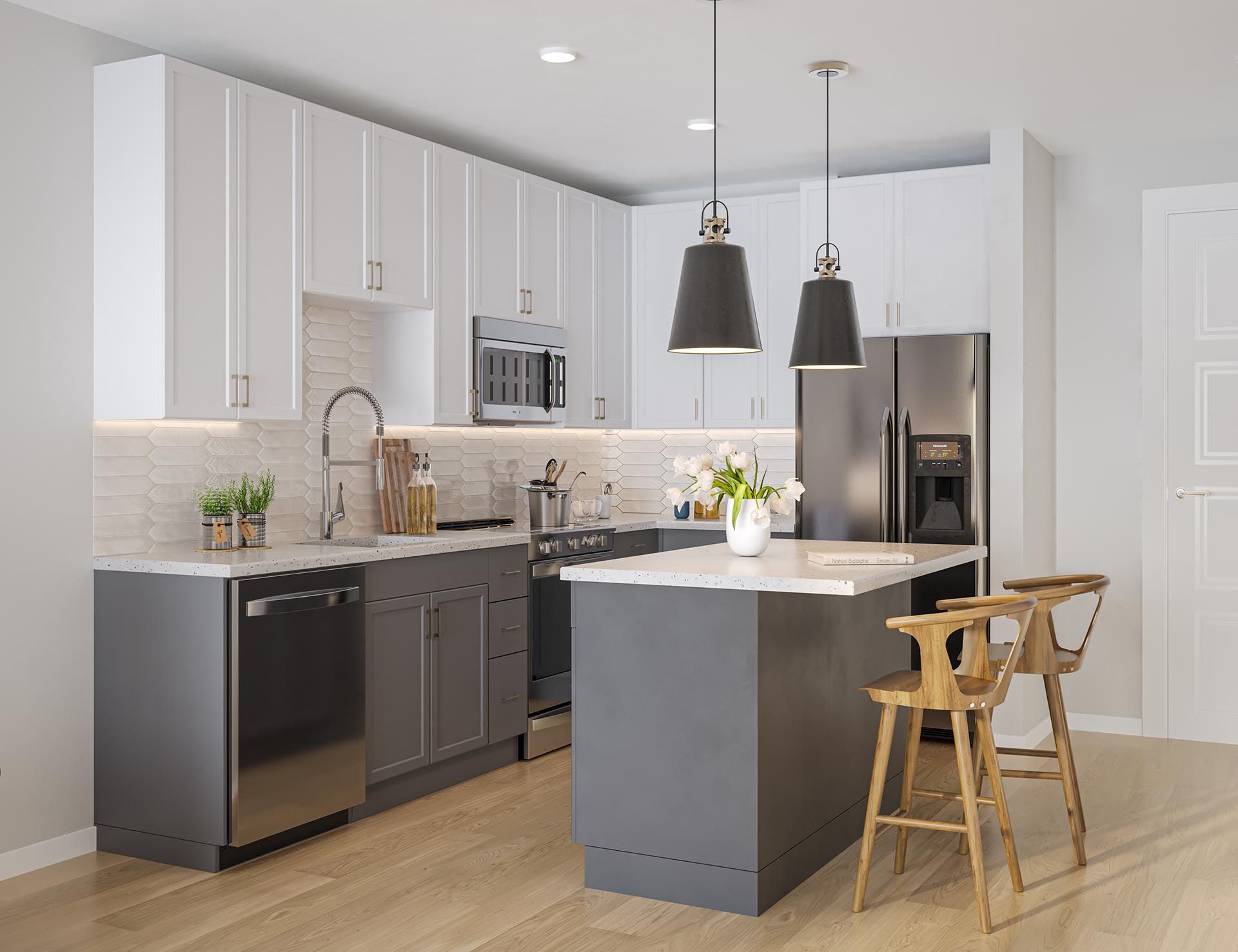 Kitchen space at The Rowan in Knoxville, TN.
