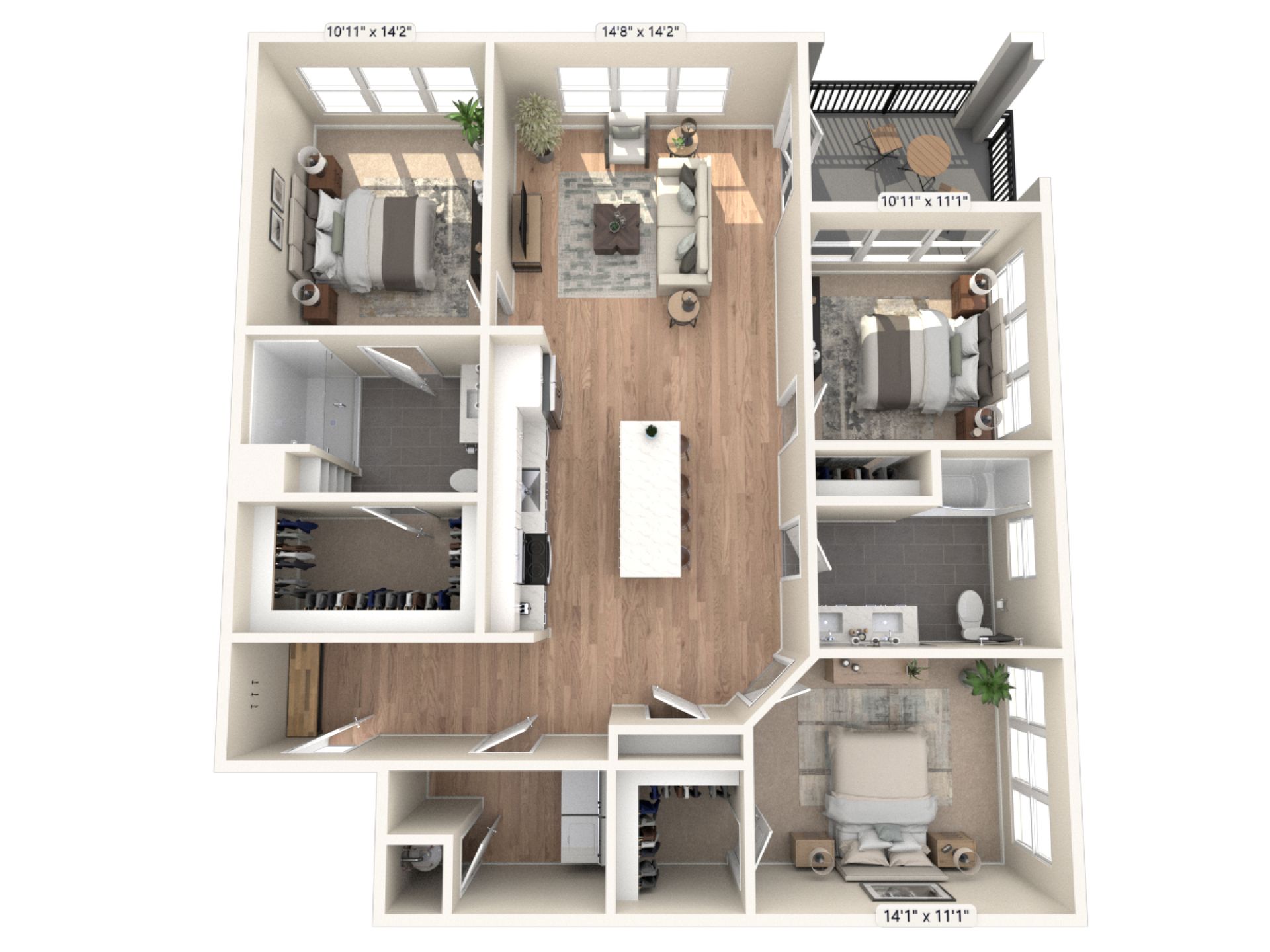 It is a 3d floor plan of a house.