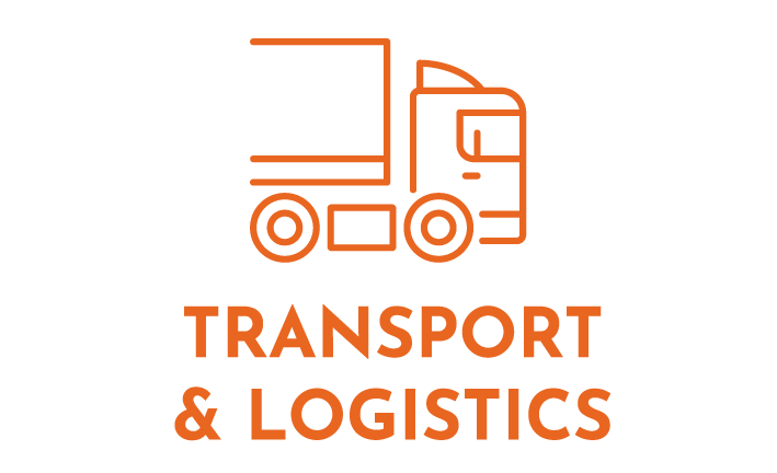 a logo for transport and logistics with an icon of a truck .
