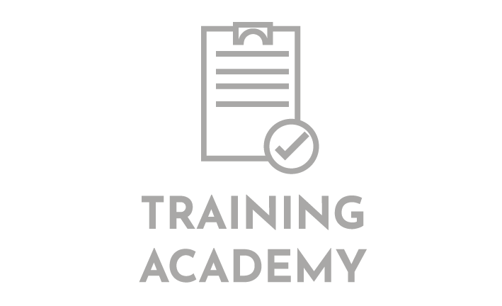 a training academy logo with a clipboard and a check mark .