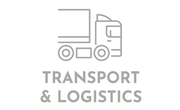 a logo for transport and logistics with a truck on a white background .