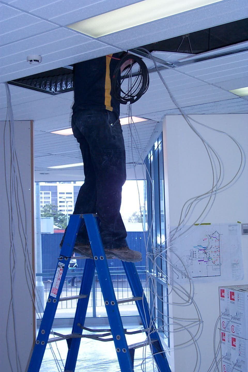 running wires in the ceiling
