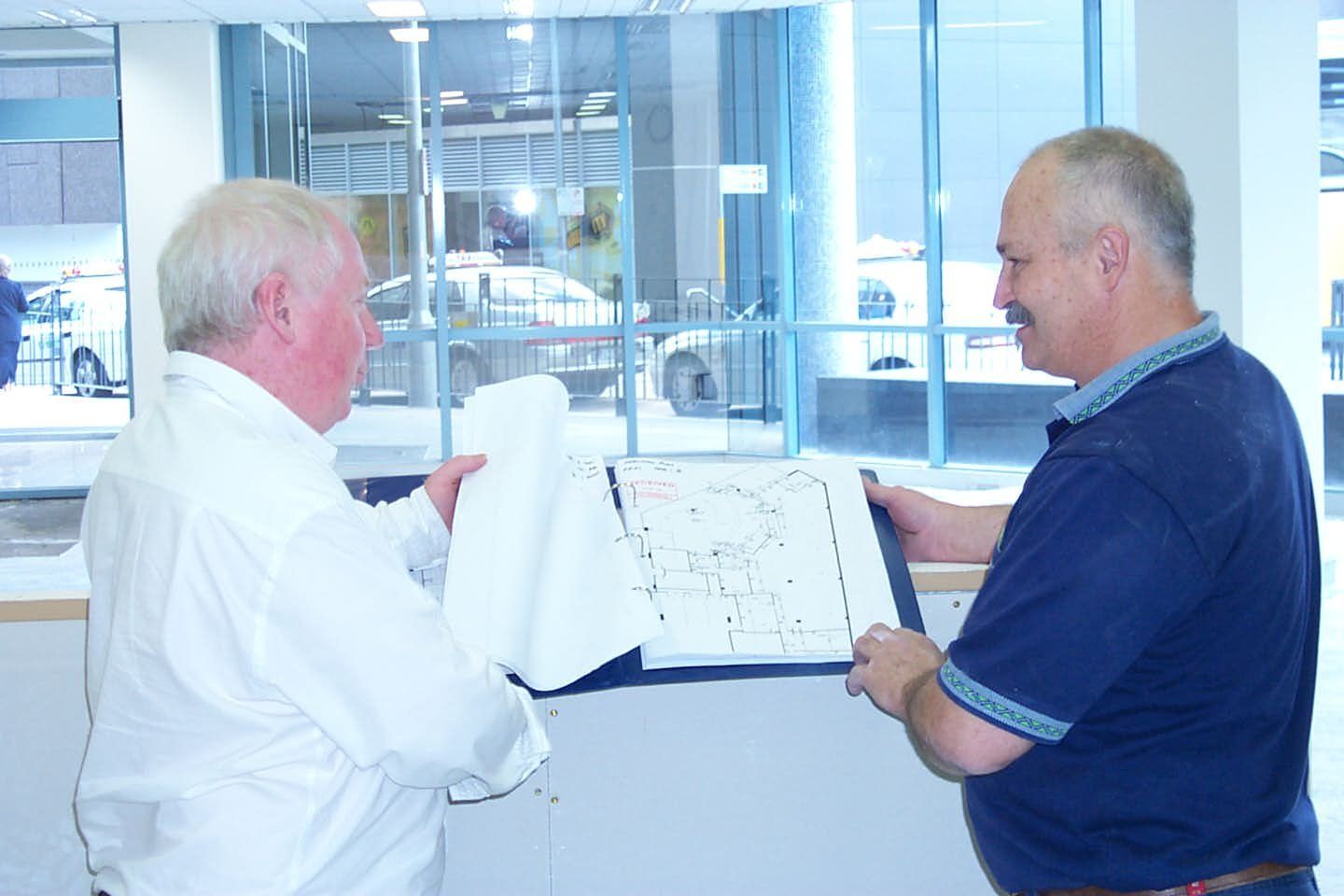 looking through blueprints