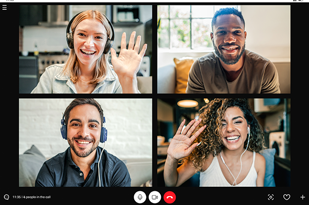 A group of people are having a video call on a computer screen.