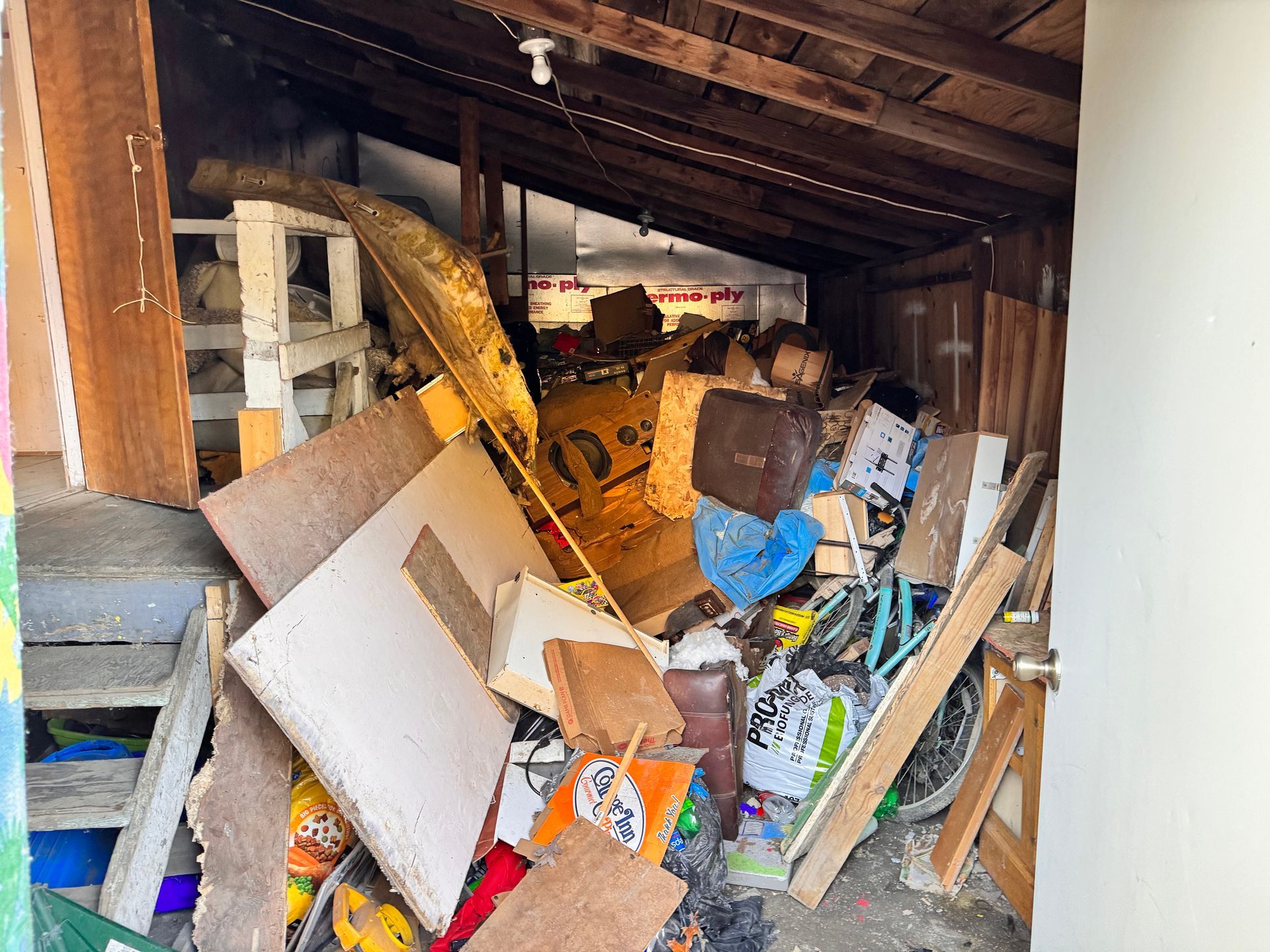 There is a lot of trash in the attic.