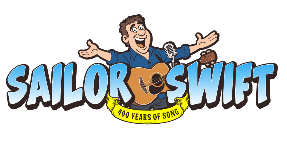 Cartoon of a man singing with a guitar, labeled 