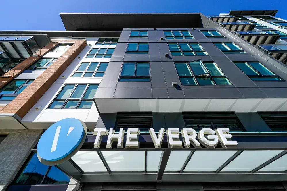 Modern building entrance with 