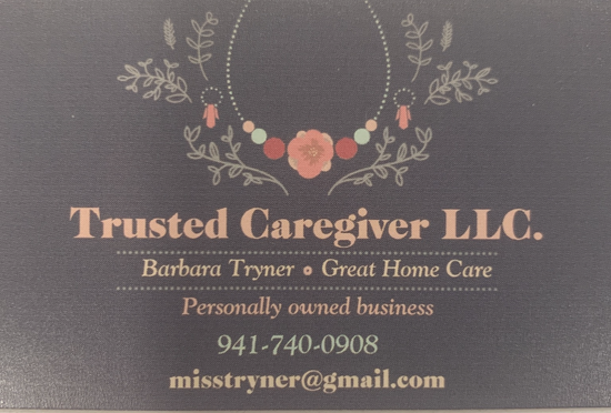 The logo for trusted caregiver llc is blue and white.