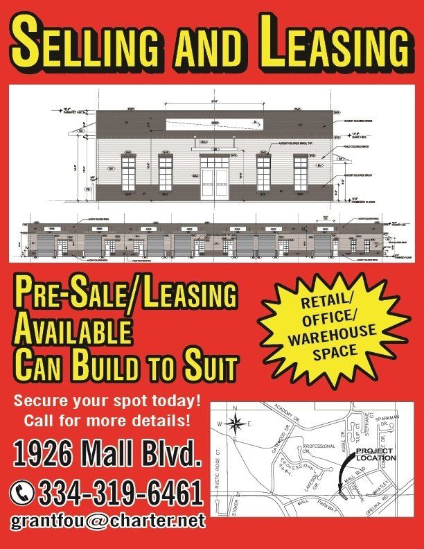 An advertisement for selling and leasing a building