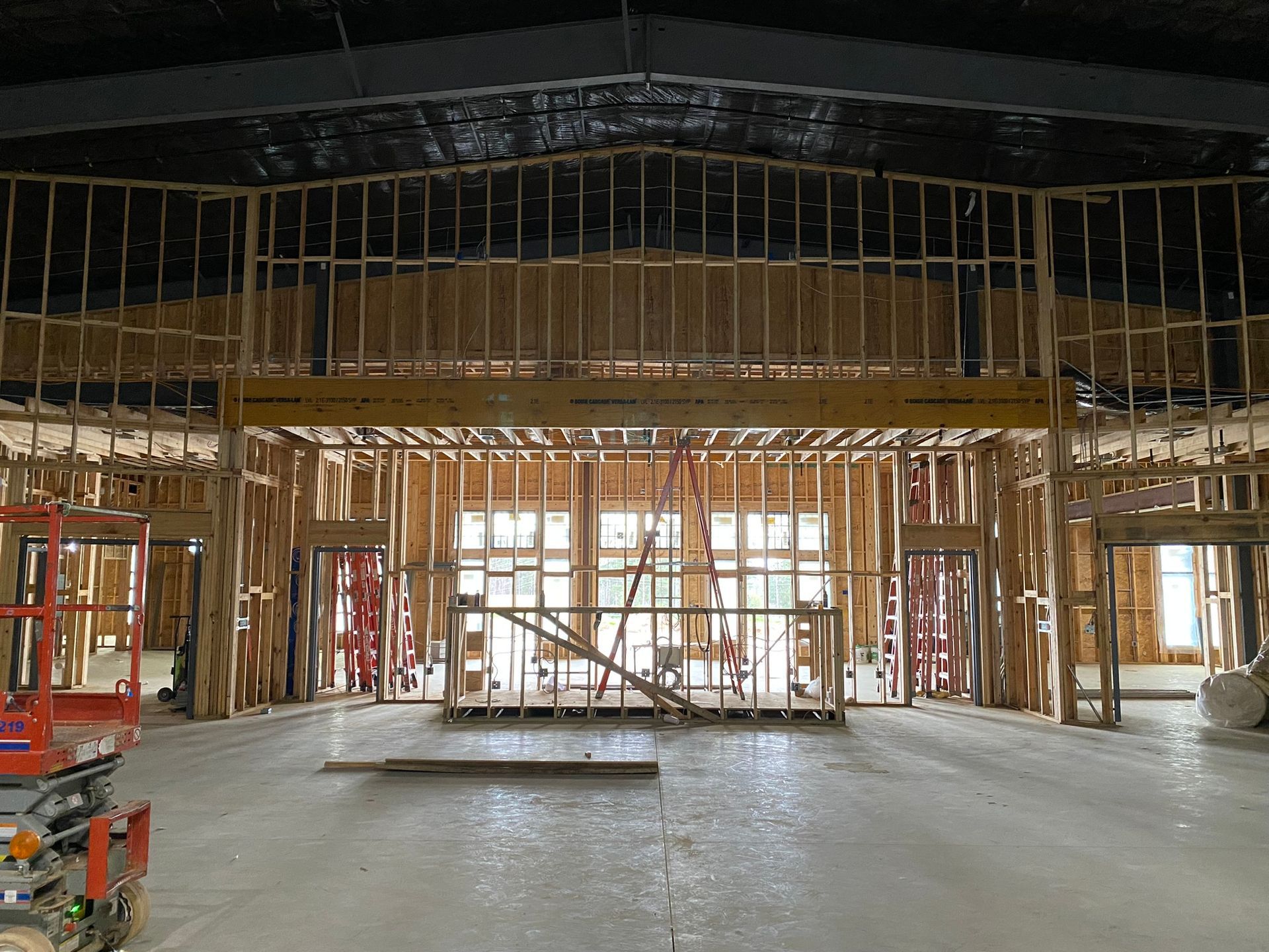 The inside of a building that is being built