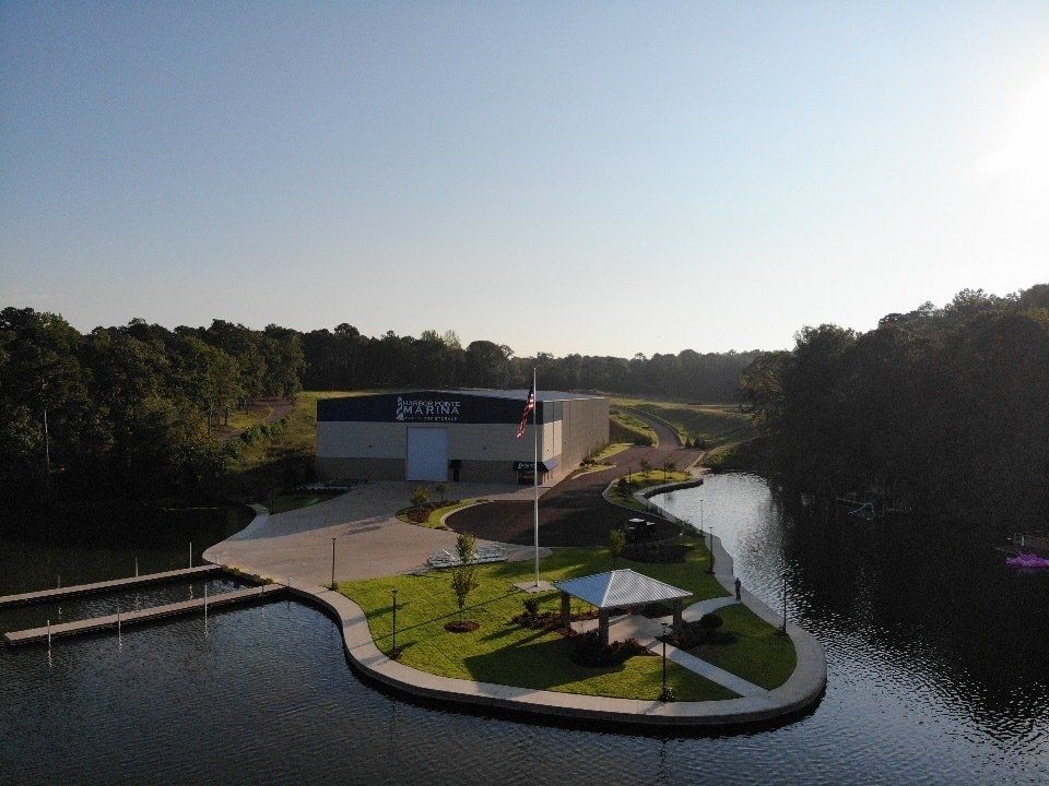 An aerial view of a small island in the middle of a body of water
