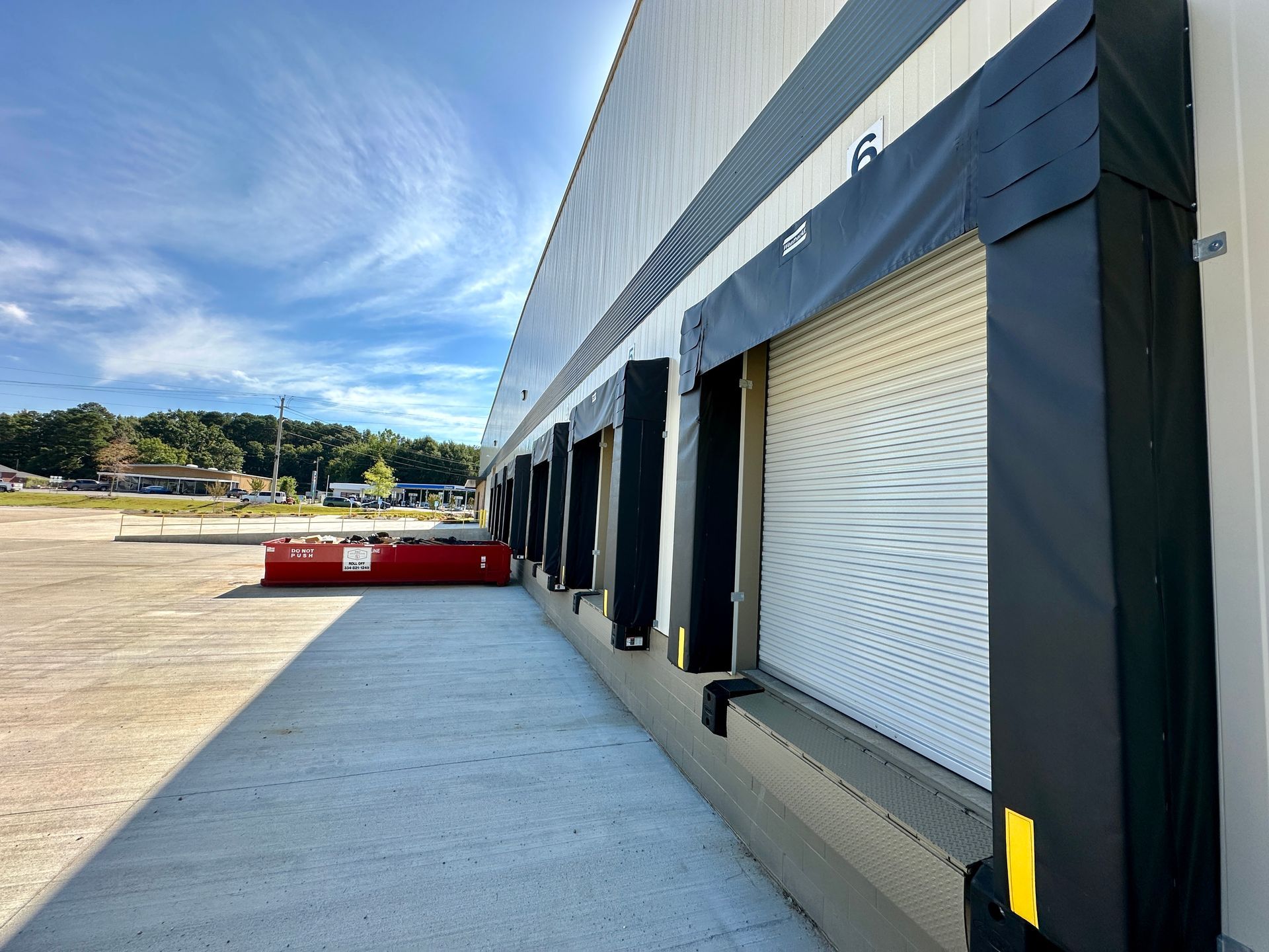 A building with a lot of loading docks on it