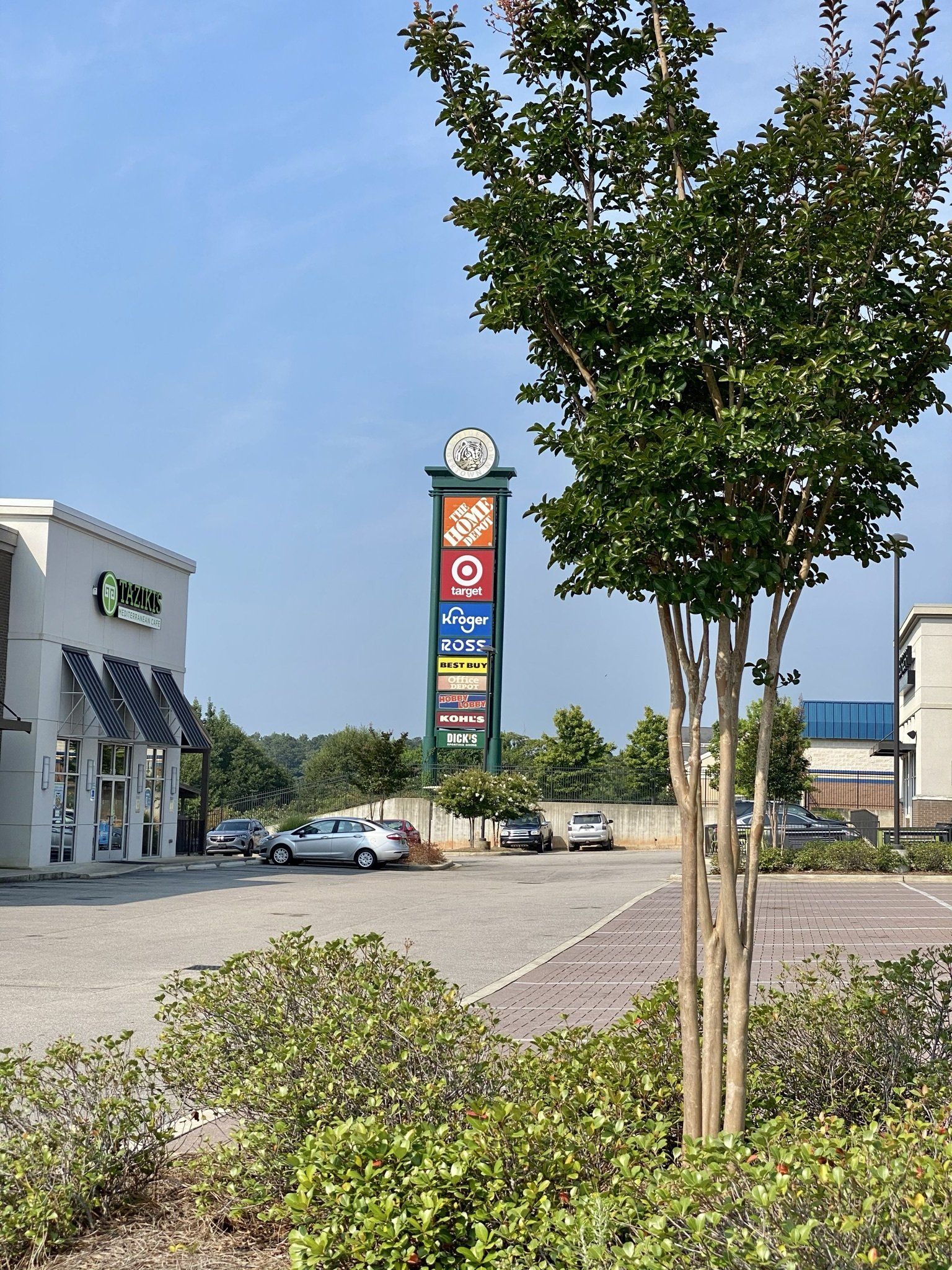 A parking lot with a sign that says home depot