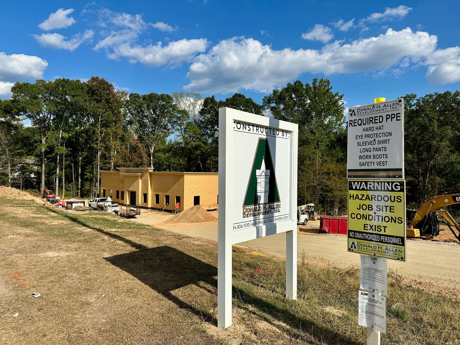 Construction site with a sign 