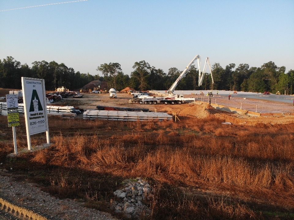 A construction site with a sign that says a on it