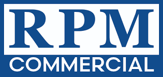The logo for rpm commercial is blue and white.