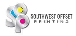 A logo for southwest offset printing with a white background