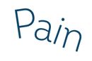 The word pain is written in blue on a white background.