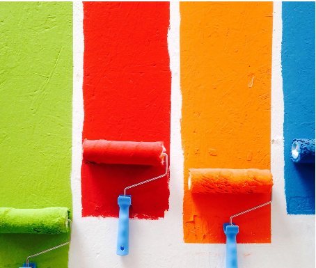 Here are some paint rollers with various colors of paint, paint rollers are a great tool for painting walls, ceilings, and floor