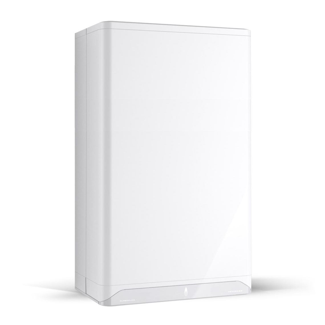 a white refrigerator is sitting on a white surface .