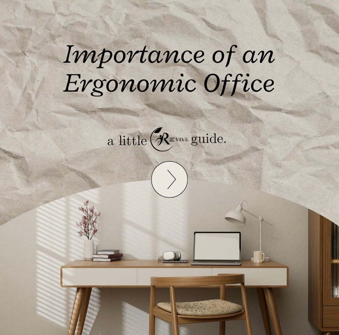 A poster that says importance of an ergonomic office