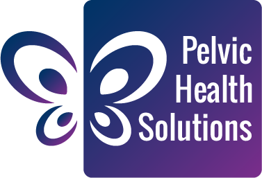the logo for pelvic health solutions has a butterfly on it .