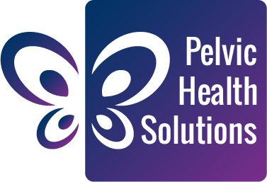 The logo for pelvic health solutions has a butterfly on it.
