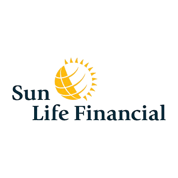 A logo for sun life financial with a sun and a globe