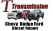 A logo for transmission chevy dodge ford diesel repair.