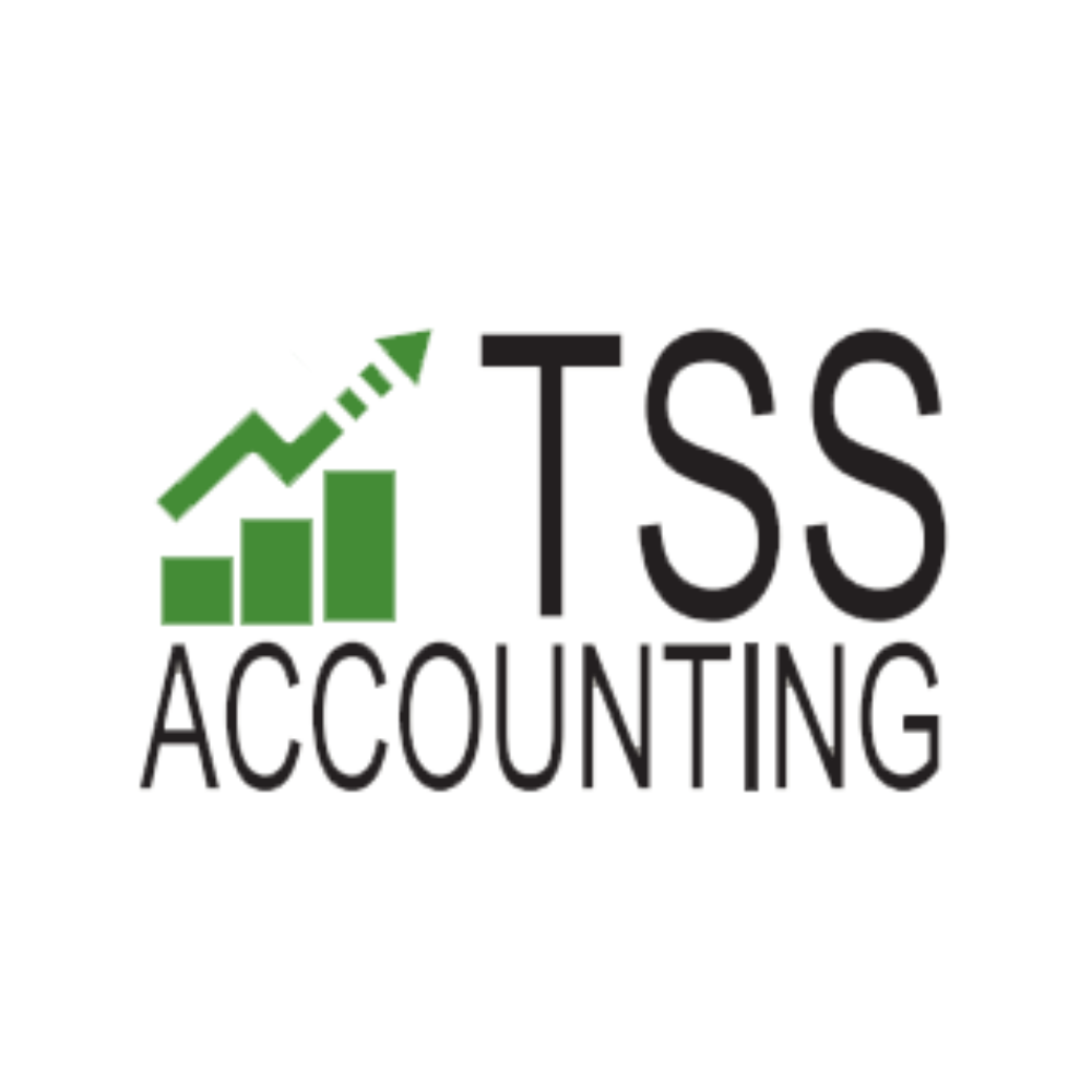 TSS Accounting logo with green rising bars and arrow beside black text on a white background