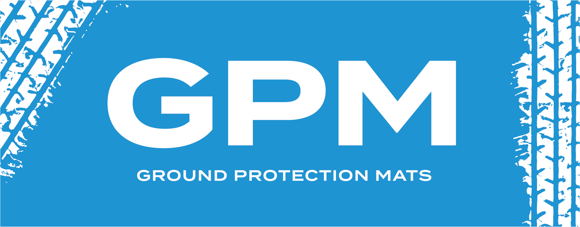 Logo for GPM Ground Protection Mats, featuring the white text