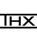 A black and white logo for thx on a white background.