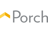 A logo for porch with a yellow arrow pointing up.