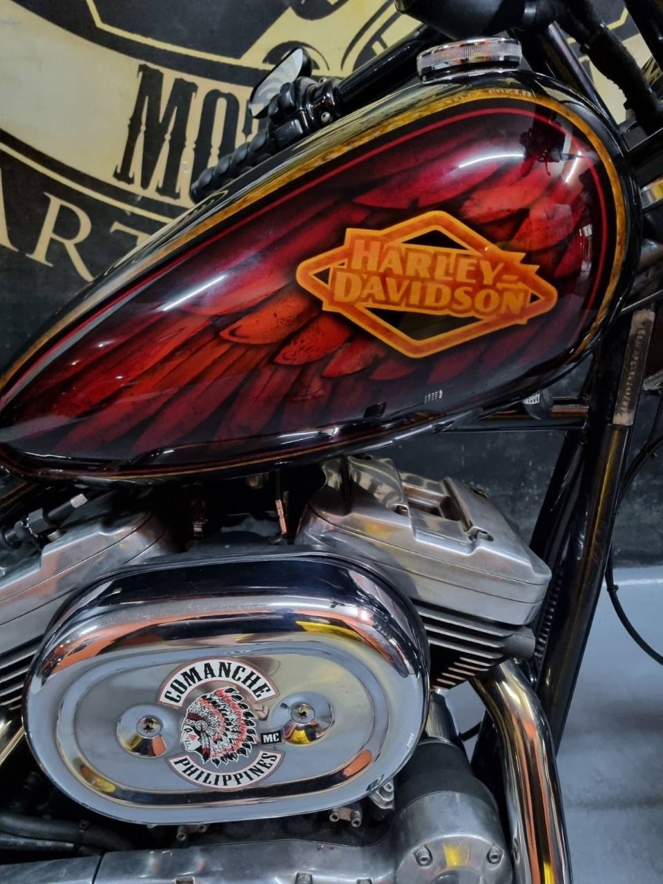 A close up of a harley davidson motorcycle