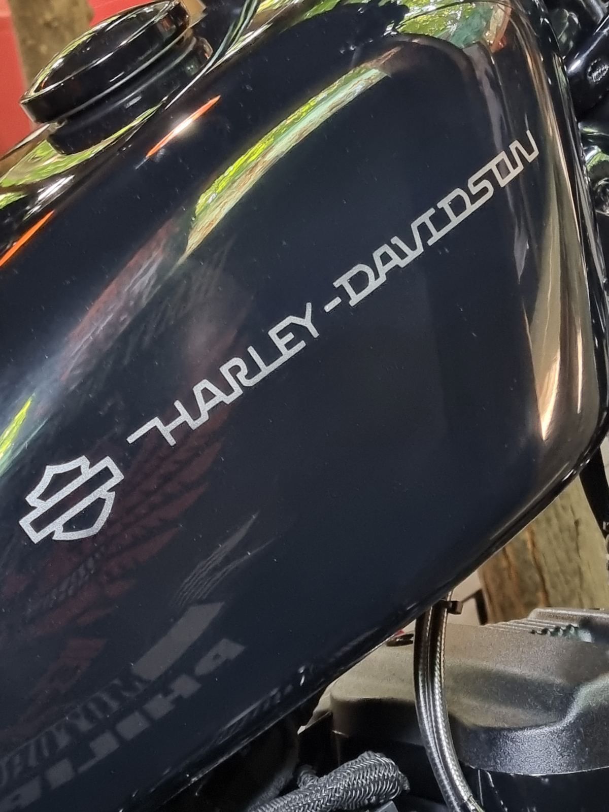 A close up of a harley davidson motorcycle